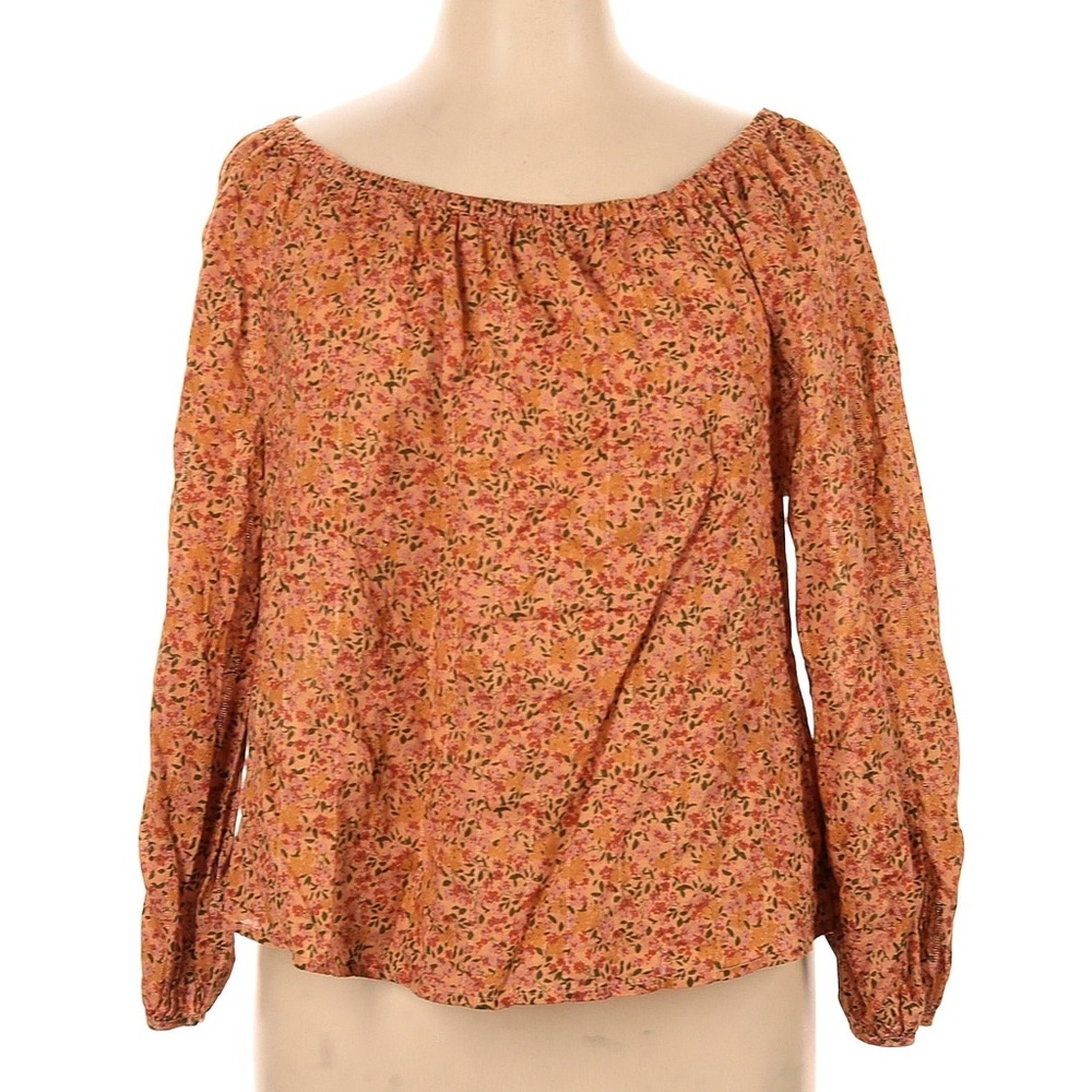a.n.a Boho Floral Cottagecore Natural Fibers Long Sleeve Blouse Women’s Size XS